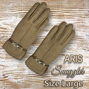 Aris Vintage Snuggler Faux Leather Sherpa Lined Gloves Size Large